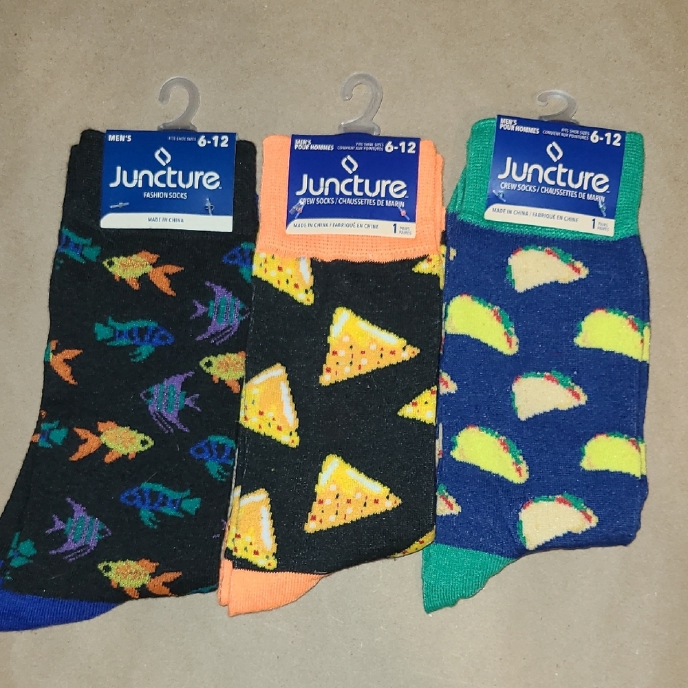 Men's Fun Patterned Socks - Black, Orange, Blue